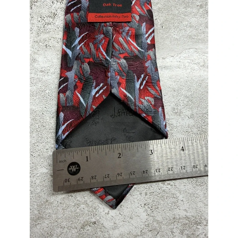 J. Garcia 100% Silk Tie Mens One Size Red Geometric Oak Tree Collection